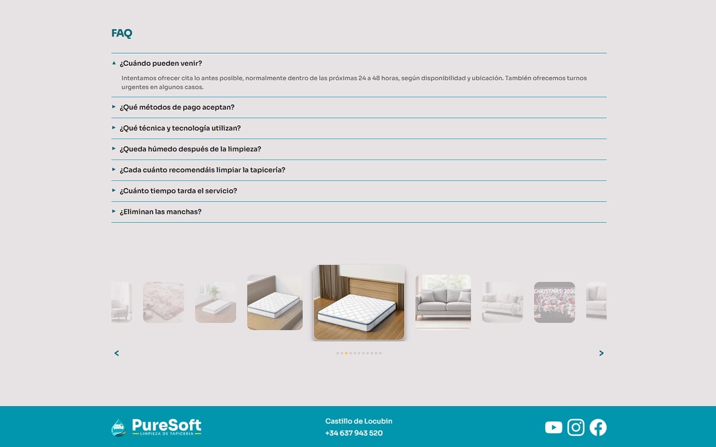 FAQ list with supporting visual content section