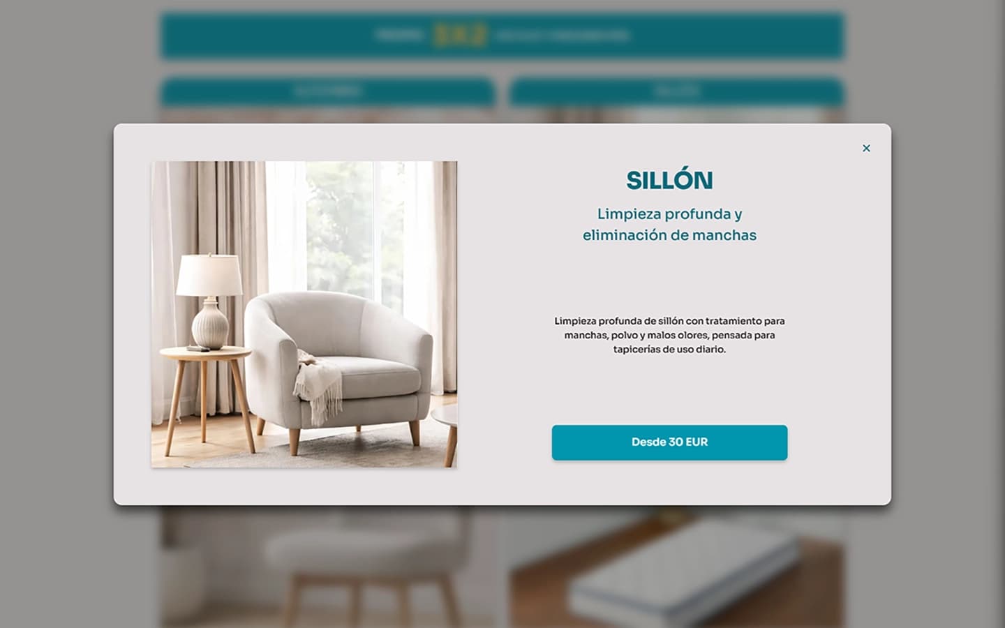 Selected service modal