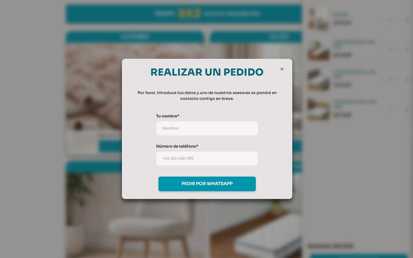 Final order and contact form modal